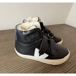 Veja Small Toddler Esplar Mid Fur-lined Leather Kids High Top Sneakers Sz 9.5